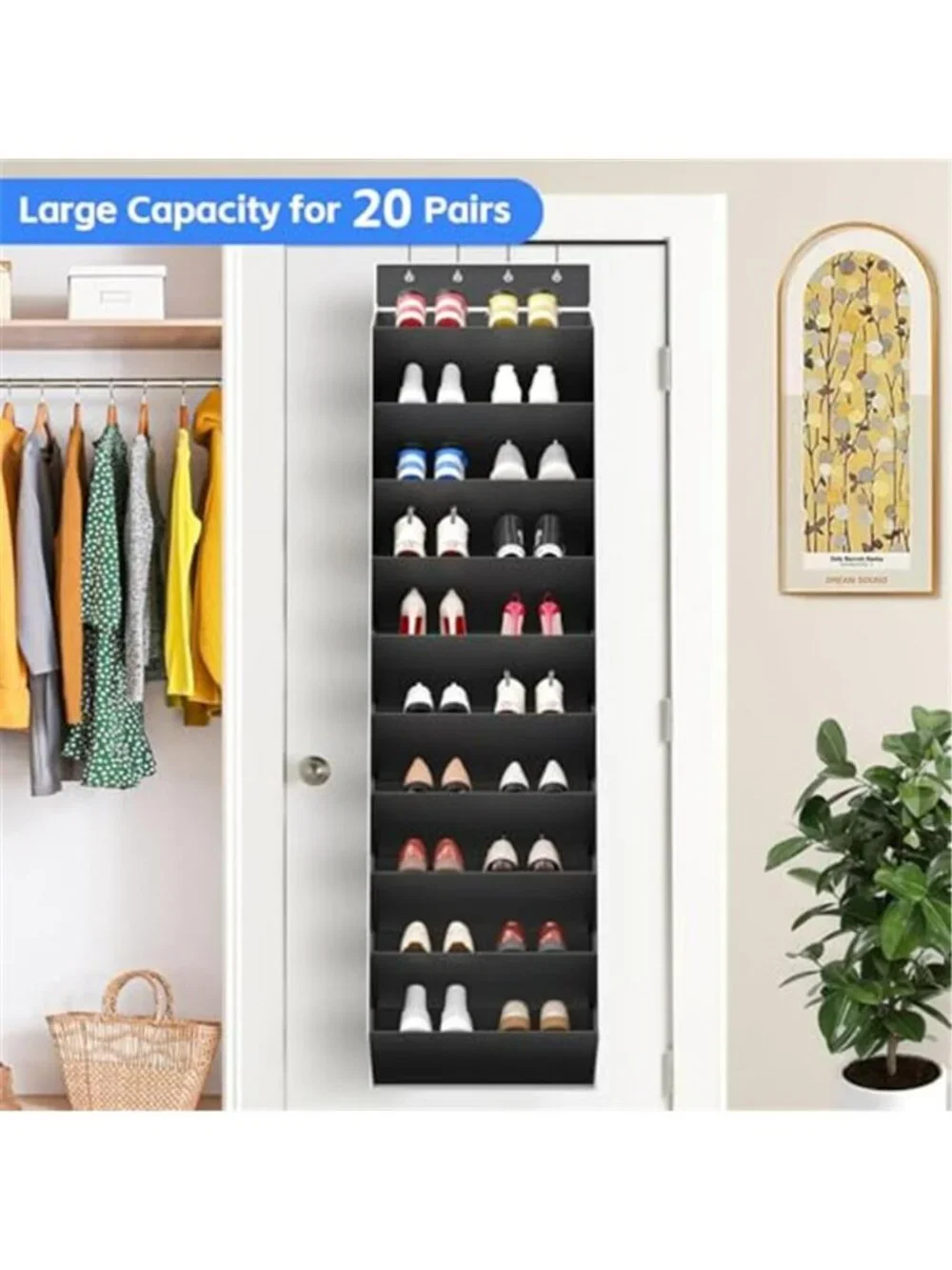10 Tiers Large Size Over the Door Shoe Organizer Storage, Hanging Shoe